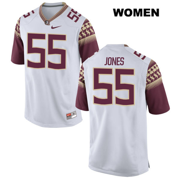 Women's NCAA Nike Florida State Seminoles #55 Fredrick Jones College White Stitched Authentic Football Jersey JWQ0069JC